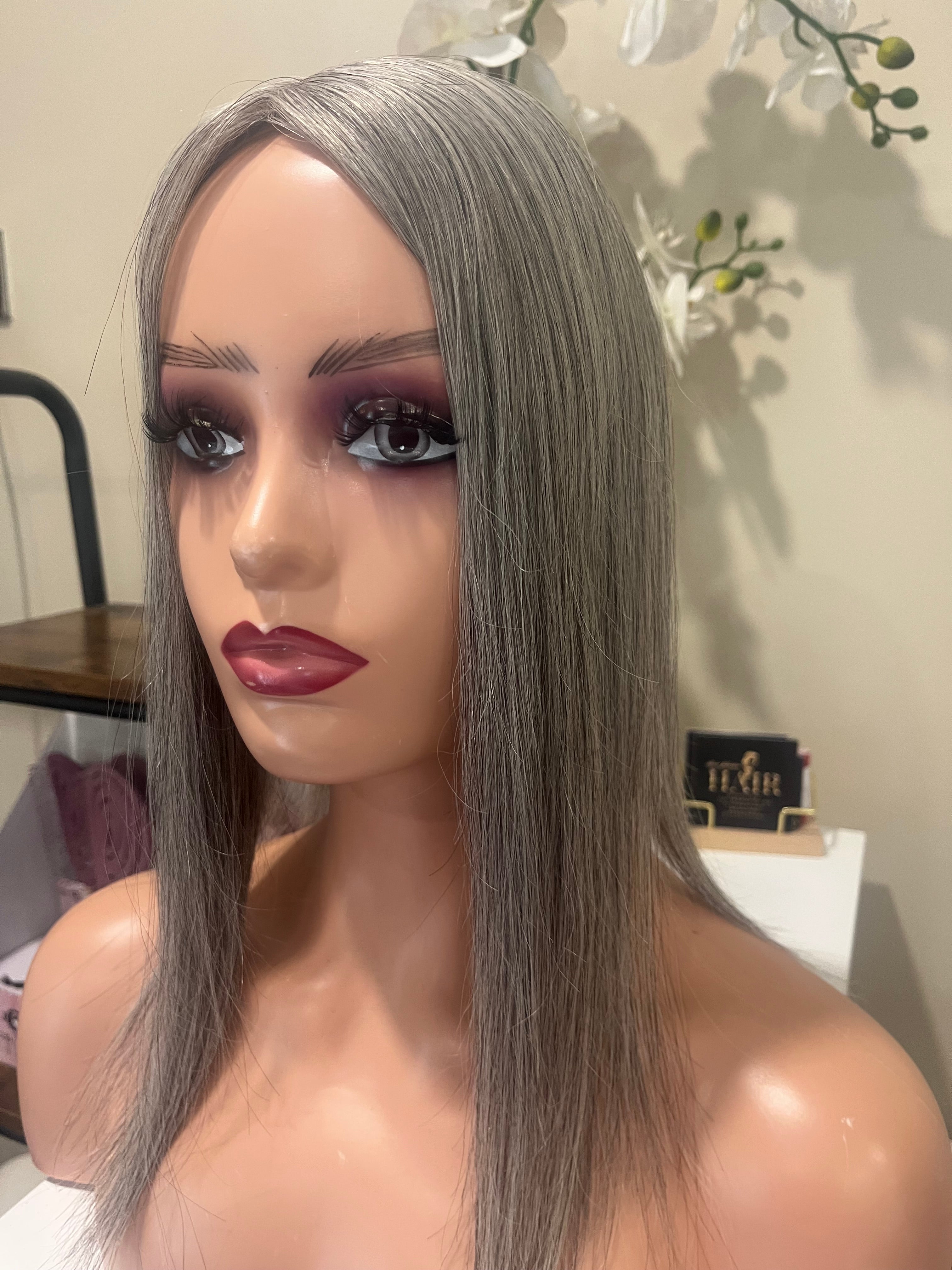 The AJ Ultra Lightweight Human Hair Enhancer 16inch Moonstone Grey
