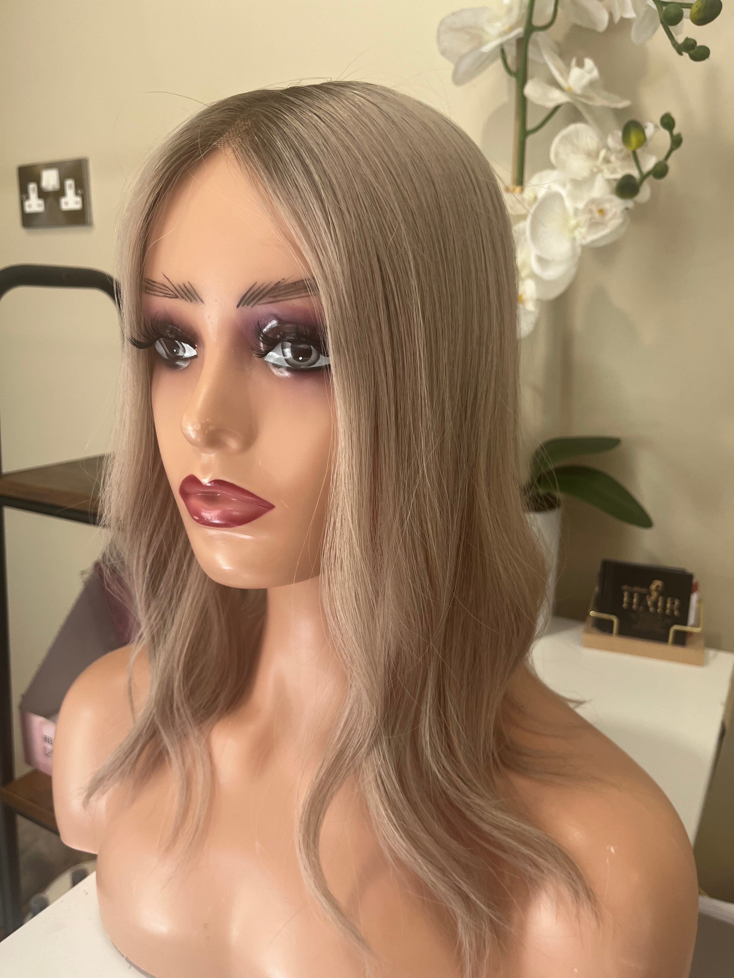 The AJ Seamless Human Hair Enhancer Rooted Cool Beige Blonde 14 inches