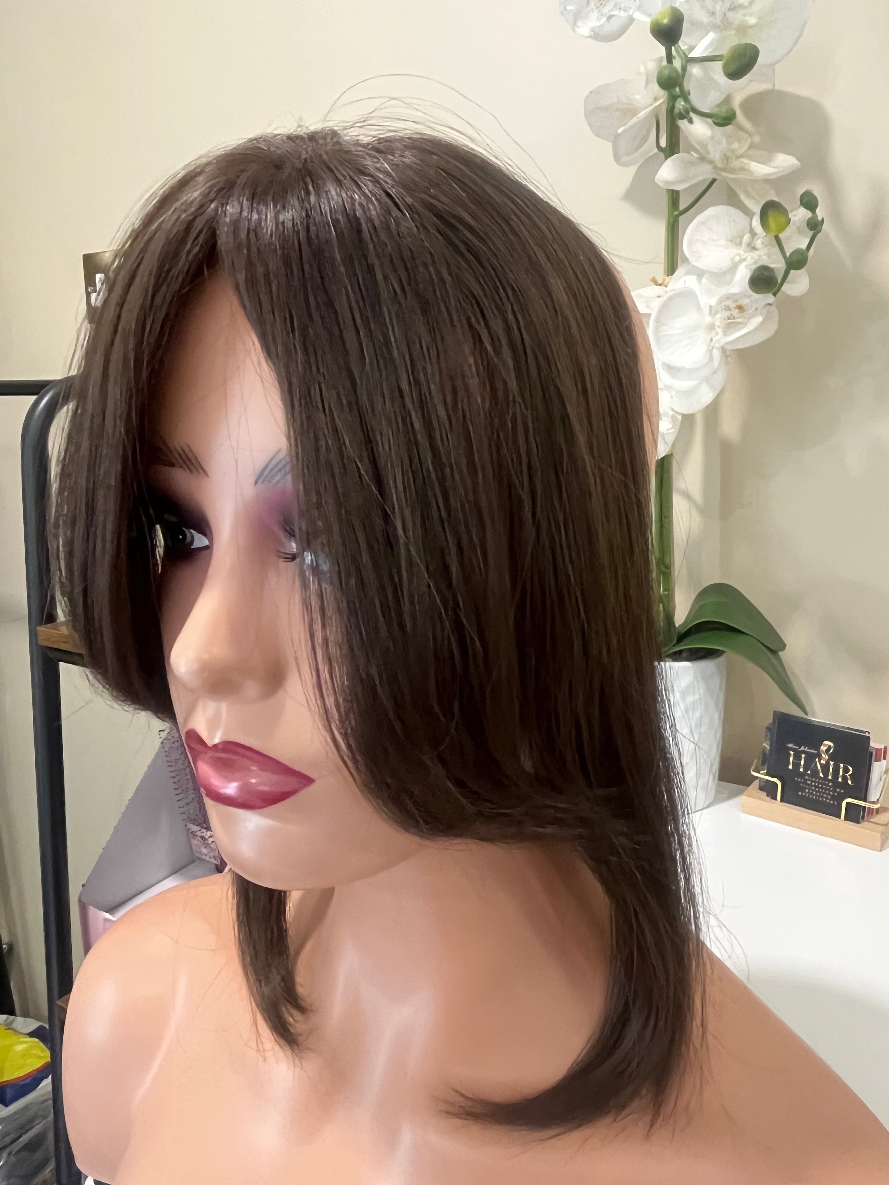 The AJ Frontal Human Hair Enhancer in Velvet Brown