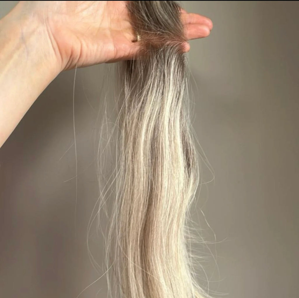 The AJ Hairline Human Hair Enhancer 14inch Rooted Ash Blonde