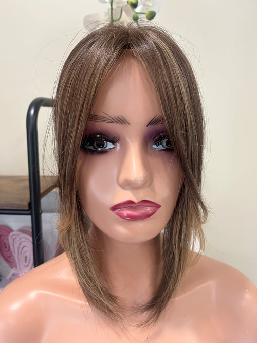 The AJ Frontal Human Hair Enhancer in Money Piece Brown