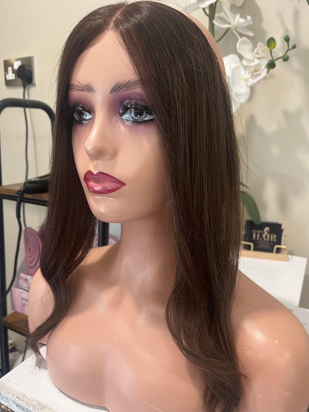The AJ Hairline Human Hair Enhancer 14inch Velvet Brown