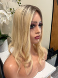 The AJ Ultra Lightweight Human Hair Enhancer 14inch Rooted Sunset Blonde