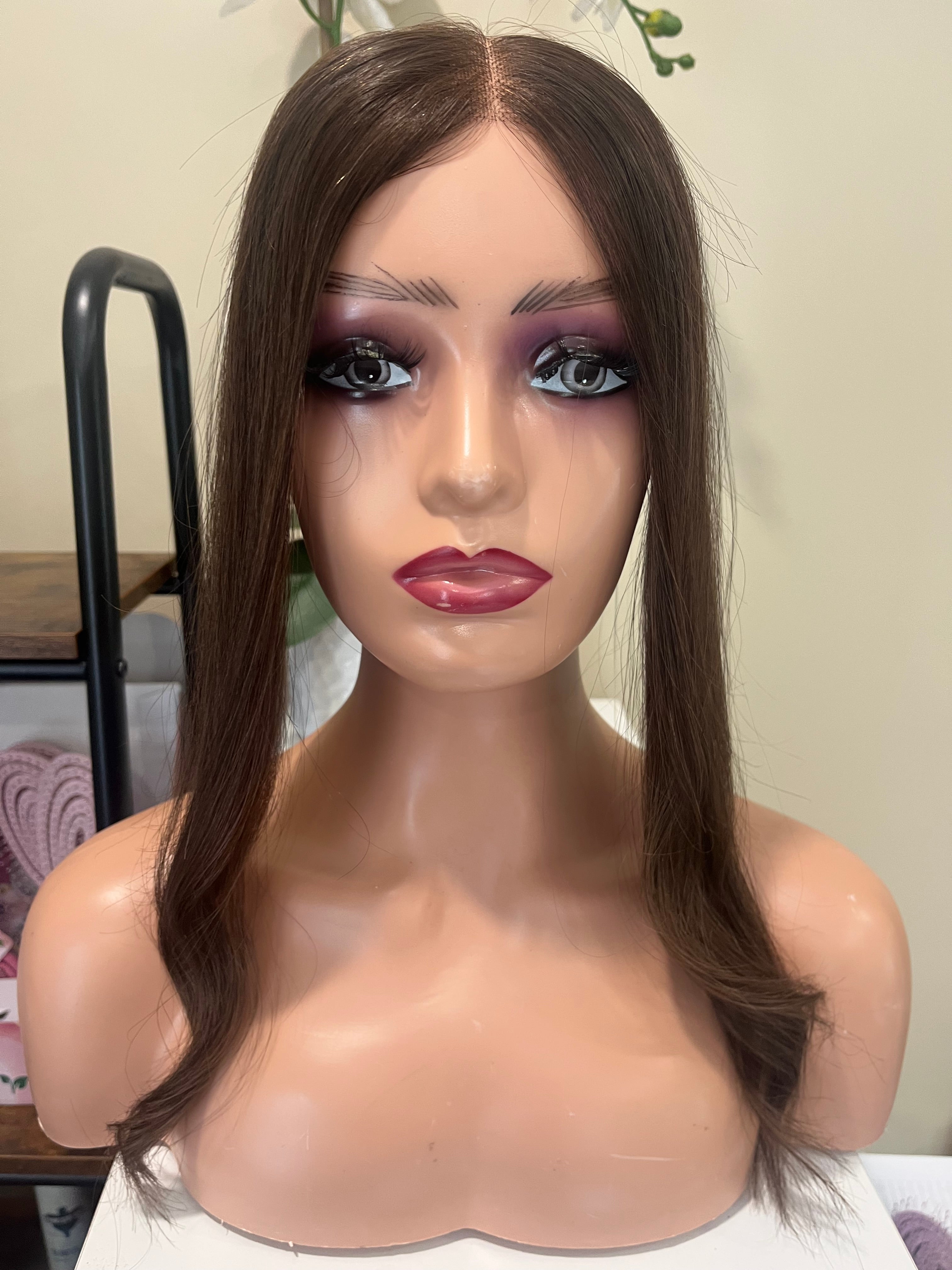 The AJ Hairline Human Hair Enhancer 14inch Velvet Brown