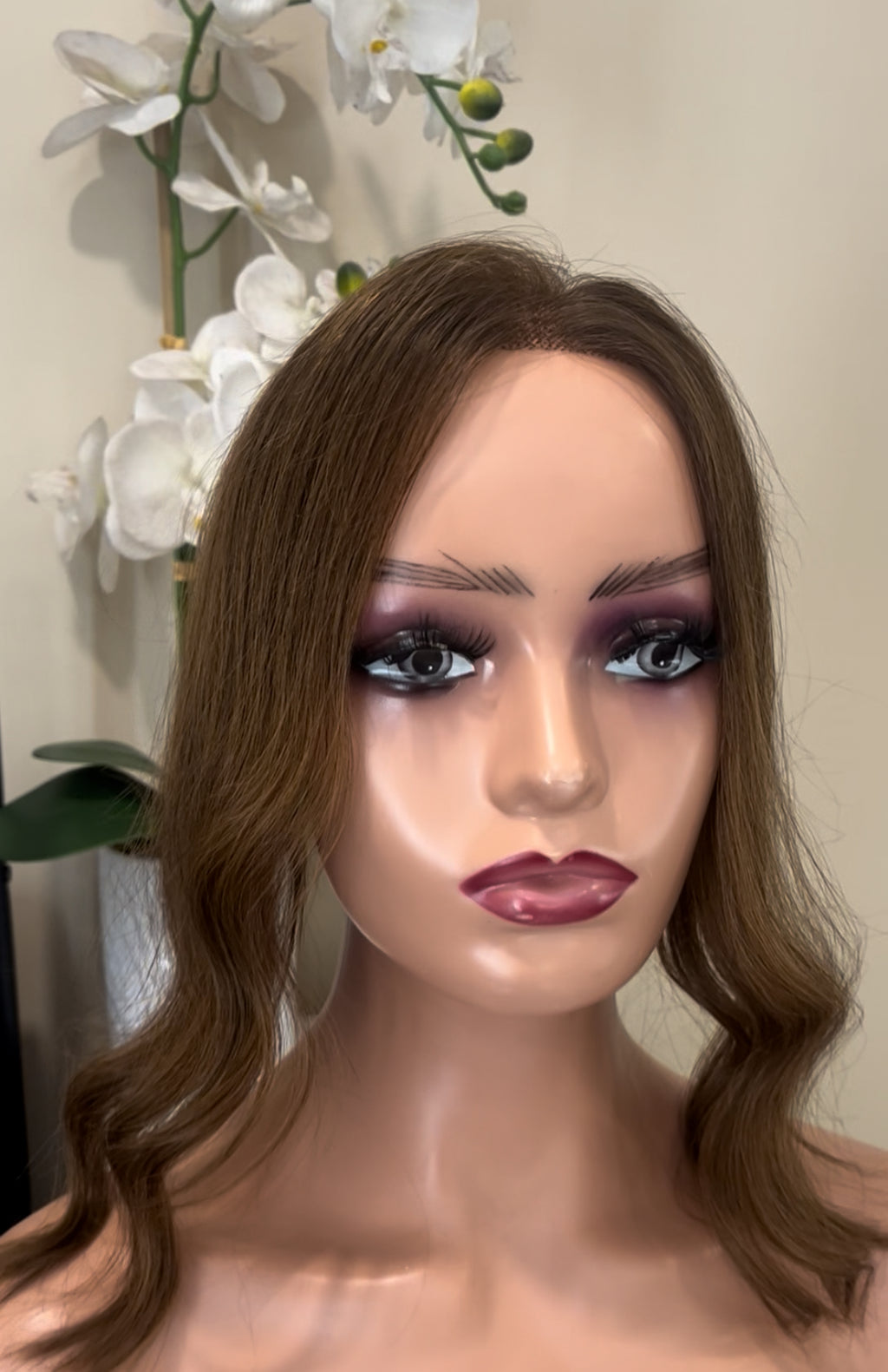 The AJ Hairline Human Hair Enhancer 14inch Signature Medium brown