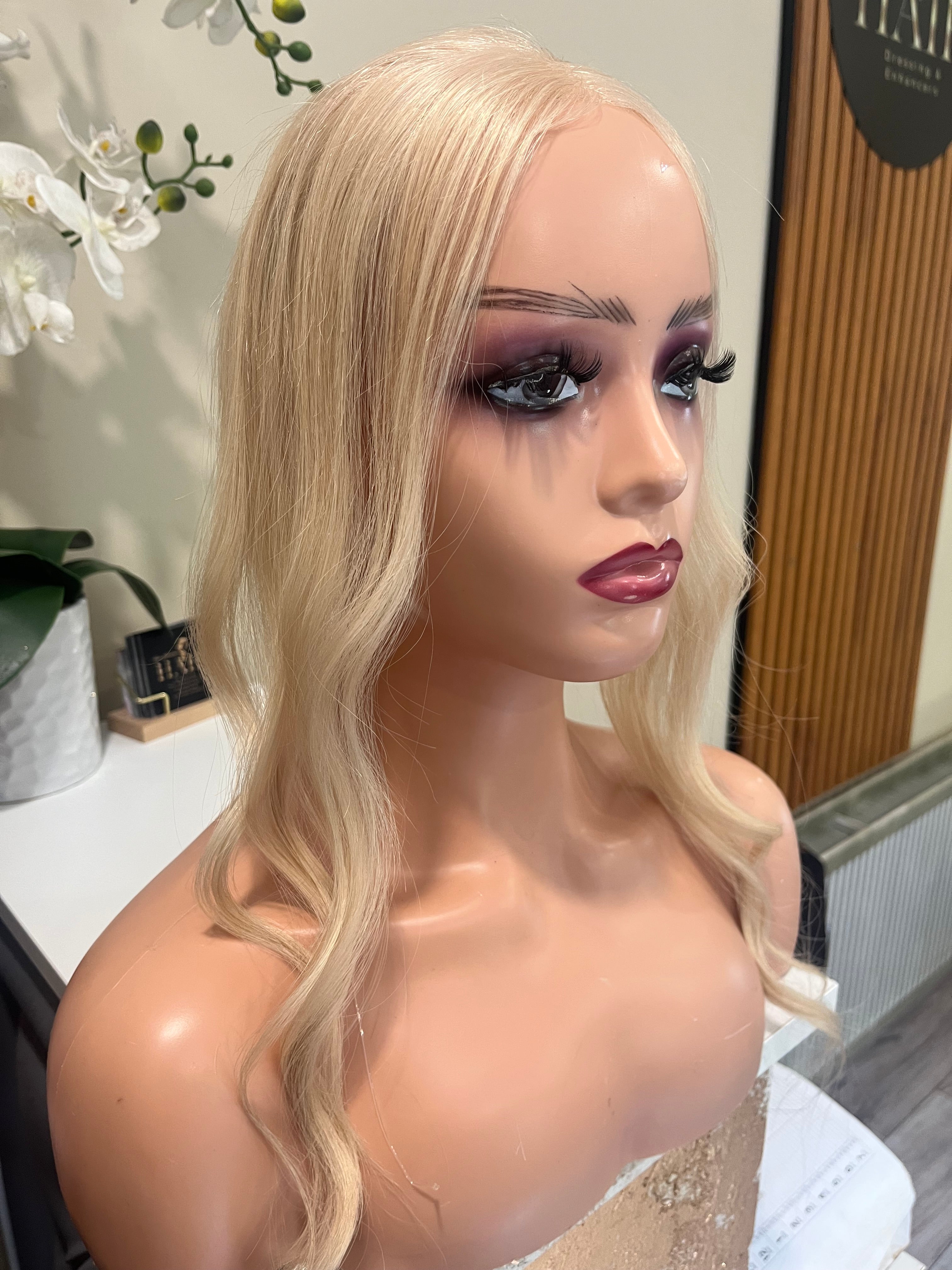 The AJ Hairline Human Hair Enhancer 14inch Luxe Light Blonde