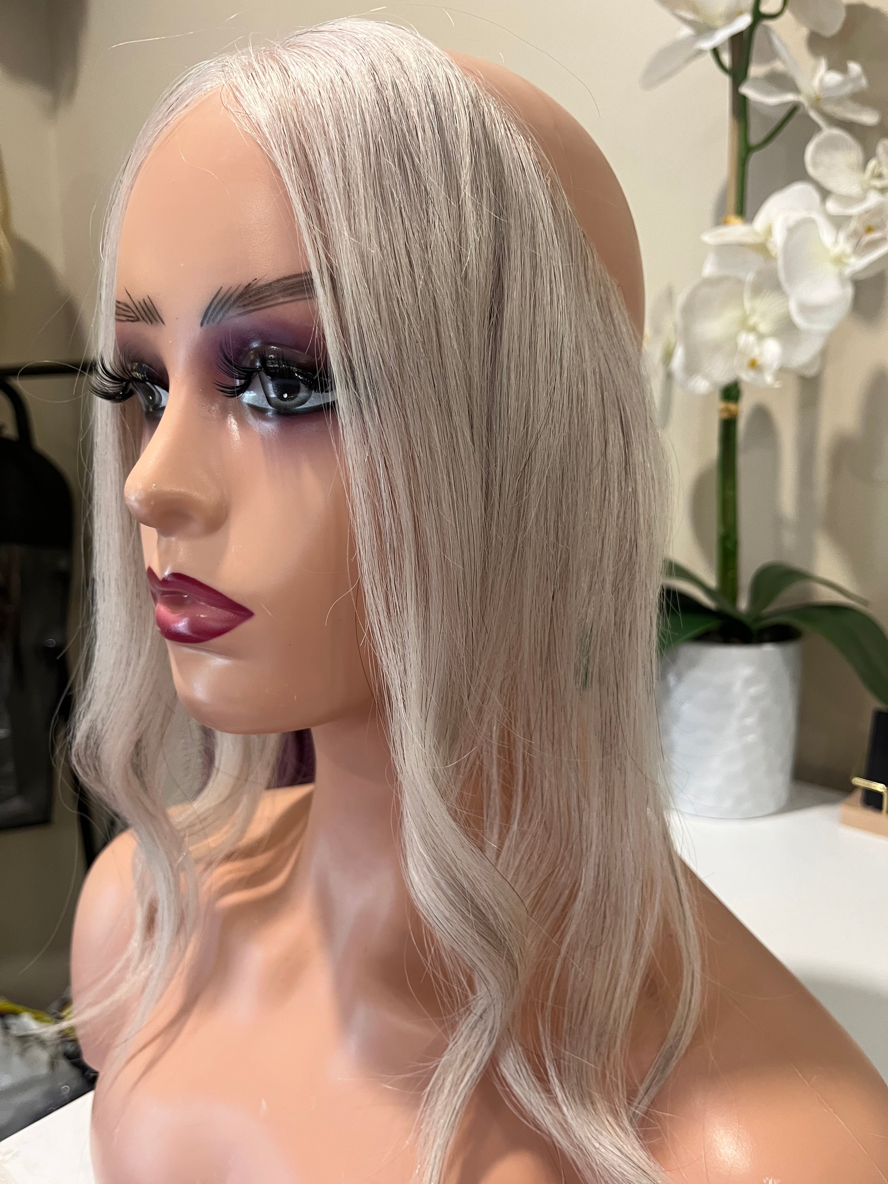 The AJ Hairline Human Hair Enhancer 12inch Iced Pearl