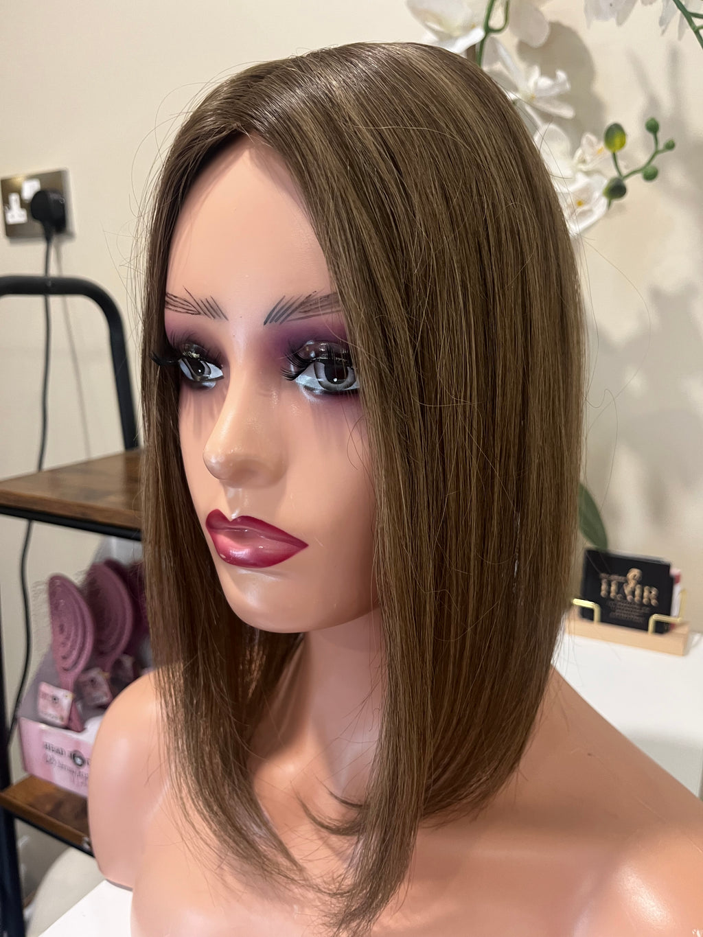 The AJ Ultra Lightweight Human Hair Enhancer 16inch Mocha Brown Rooted Balayage