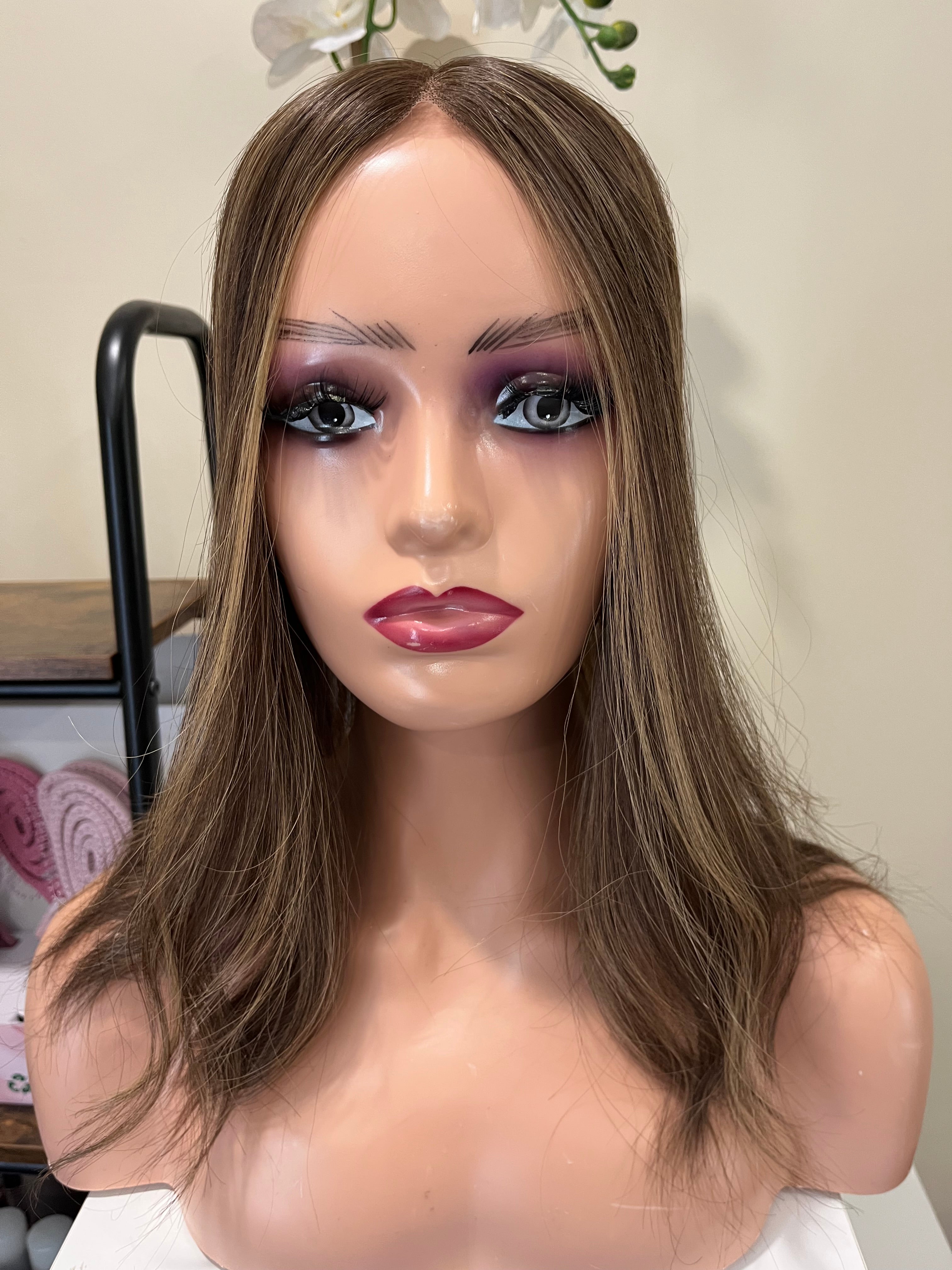 The AJ Seamless Human Hair Enhancer Money Piece Brown 14 inches