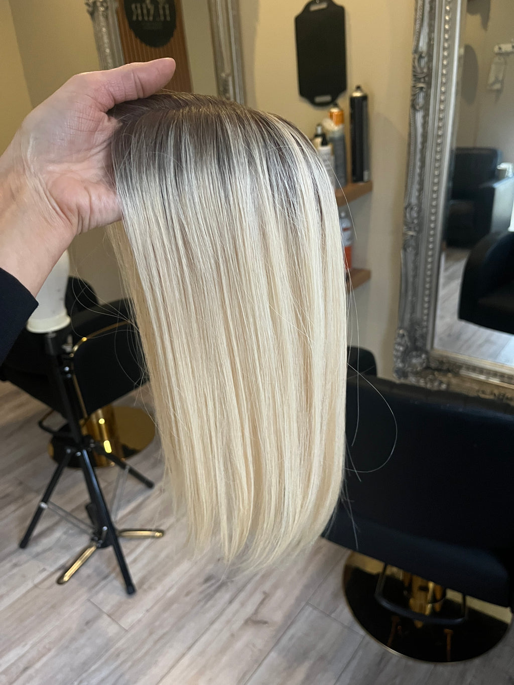 The AJ Ultra Lightweight Human Hair Enhancer 14inch Rooted Sunset Blonde
