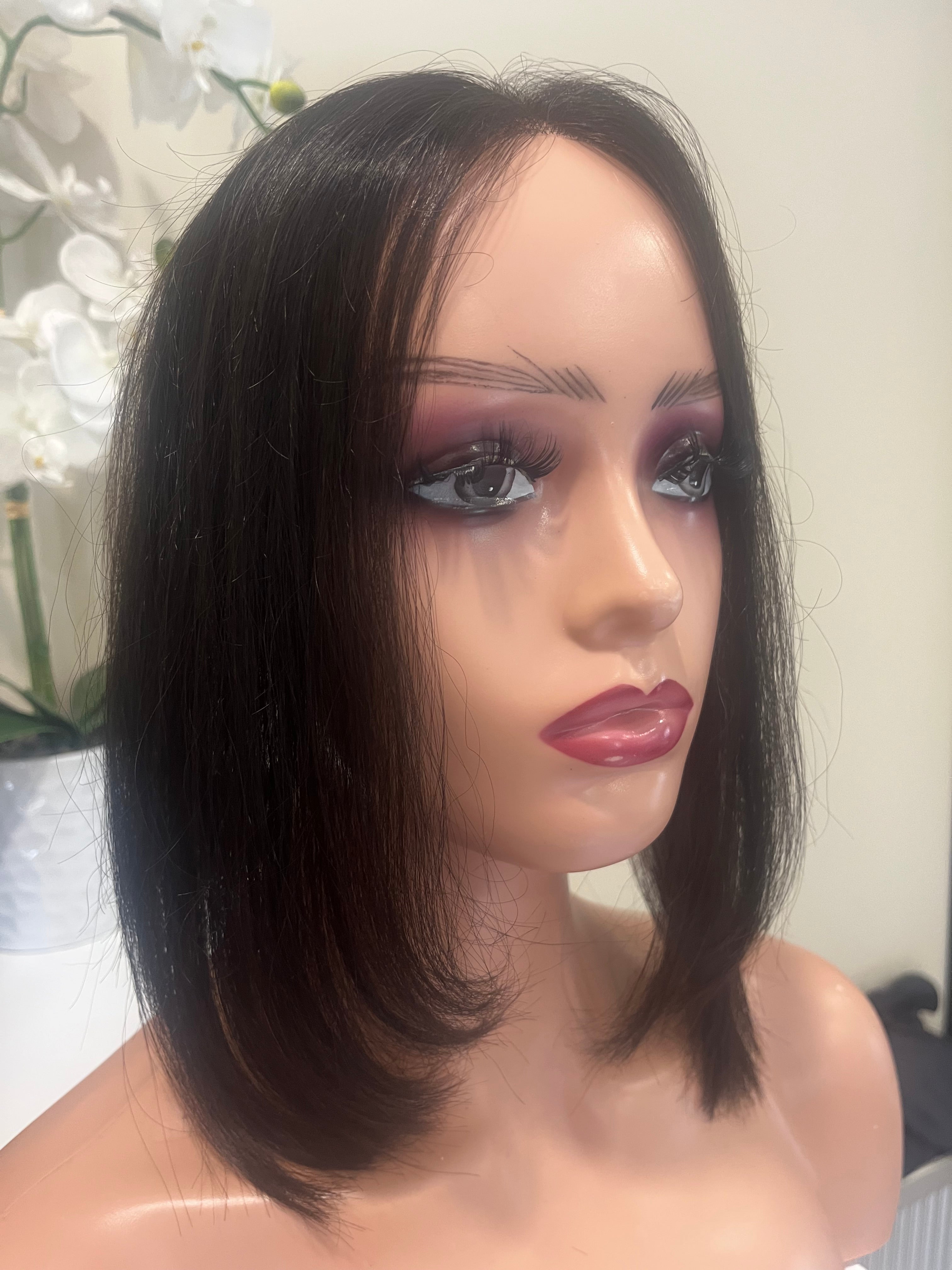 The AJ Hairline Human Hair Enhancer 12inch Midnight Brown