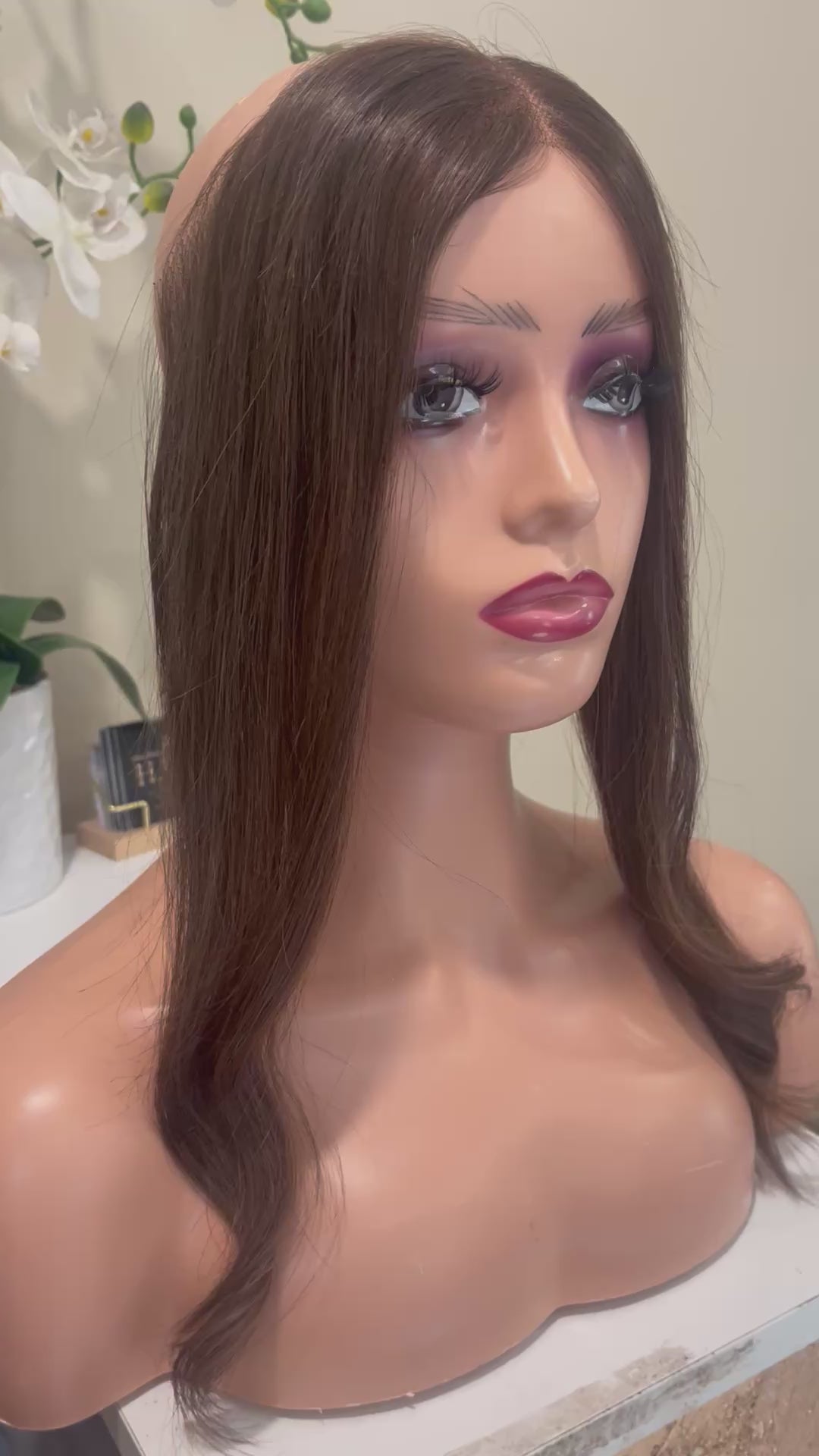 The AJ Hairline Human Hair Enhancer 14inch Velvet Brown