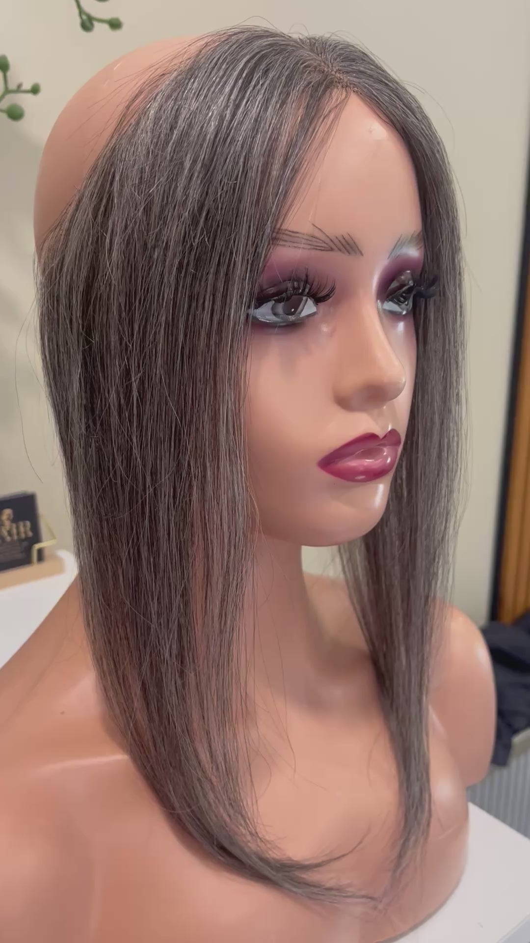 The AJ Hairline Human Hair Enhancer 12inch Graphite Grey